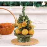 Eleganter Miniatur-Weihnachtsbaum mit goldenen Kugeln, Tannennadel, Schreibtisch-Dekoration für Büro, Urlaub, Dekoration, 5 Stück
