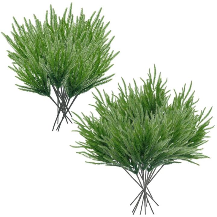 12 Stück Norfolk-Tanne-Stängel, realistische künstliche Tannenzweige, weicher Kleber, Norfolk-Tanne-Weihnachtszweige für Weihnachten (25,6 Zoll), künstliche Pflanzen