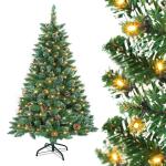 120cm PVC Kunstkerstboom Kerstboom met LED, met metalen standaard, voor Kerstdecoratie, Sneeuweffect+pijnappel+LED