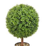 2 x buxusballen, kunstzinnig, Ø 40,6 cm, tuindecoratie, buxus in bloempot, bol, kunstplant van PE, hout, PP incl. 4 stuks decoratieve vlinders en 10 stuks reservebladen