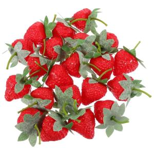24st Simuliertes Erdbeermodell Obst-erdbeer-dekor Dekoration Mit Künstlichen Früchten Vasenfüller Aus Künstlichen Früchten Simulationsfruchtmodell Erdbeer-Modell Schaum Rot