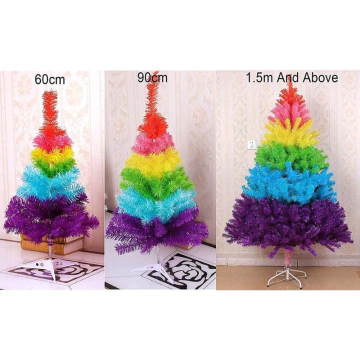 2600 PVC-Zweigspitzen, voller Tannenbaum, Weihnachtsdekoration für Veranda, Garten, Hof, bunter Weihnachtsbaum mit Ständer, 3 m großer künstlicher Regenbogen-Weihnachtsbaum (Re