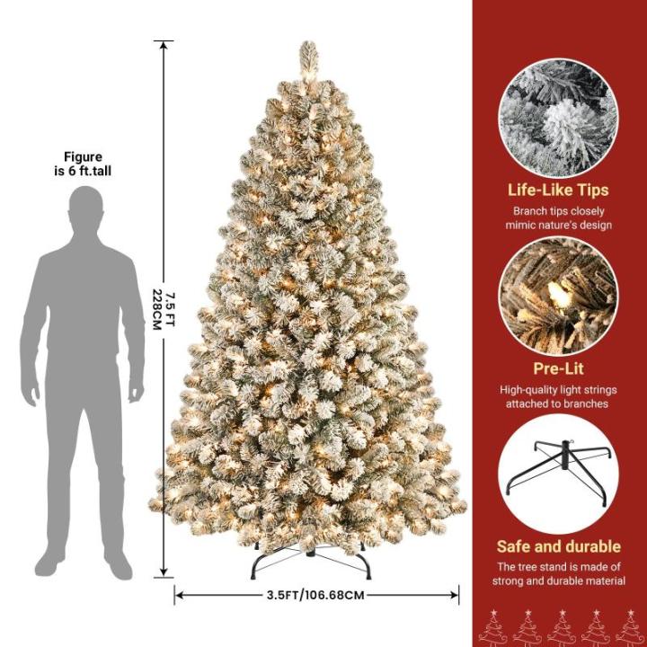210 cm kerstboom kustlich met verlichting, led witte decoratie met 8 lichtmodi, 350 warmwitte lampen, opvouwbare standaard, sneeuwtakpunten voor feestdecoratie thuis