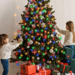 2m kerstboom Werplichtketting met ring, kerstboomverlichting Overworplichtketting met 8 slingers 280 LED-lichtketting voor 150cm 180cm 210cm 240cm boom - kleurrijk
