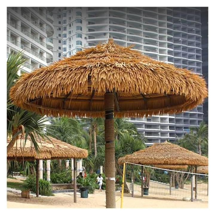 Kunststrodak, kunststrorol, kunststof PE-strodak, kunstpalmdak, panelen, grasdak, kunststrotegels, palmstrorollen, voor bar, tuin, terras, paviljoenen, strandparasol