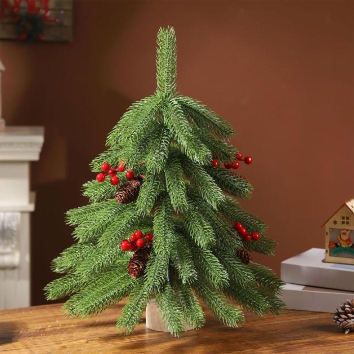 Weihnachtsdekoration, Mini-Weihnachtsbäume mit beflockten Nadeln, Beeren, Dekoration, dekorierte Bäume, Küche, Tischplatte, künstliche Weihnachtsdekoration für den Innen- und 