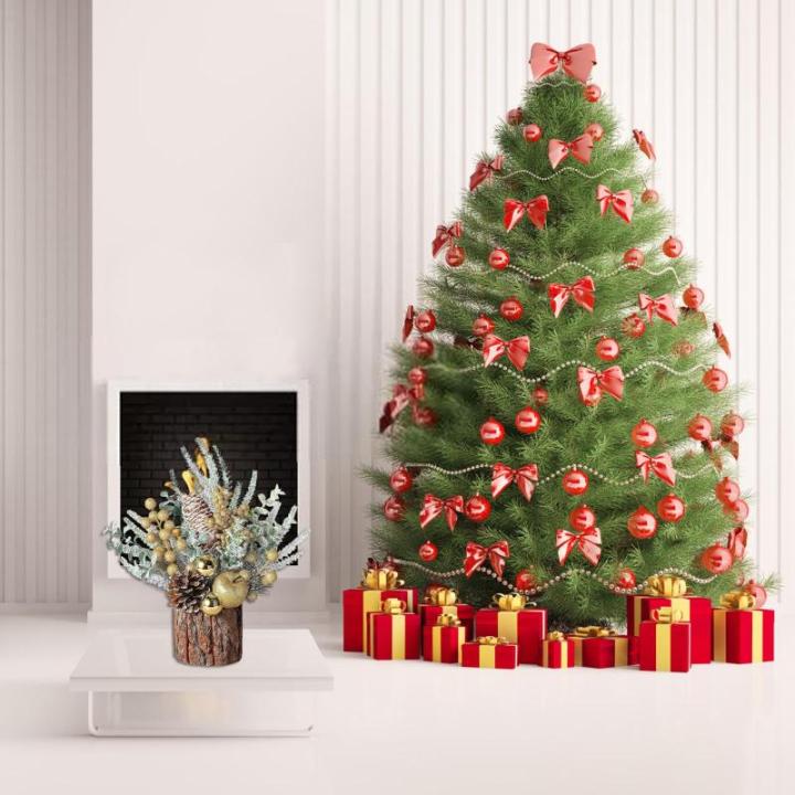 Mini-Weihnachtsbaum, künstlicher Tisch-Weihnachtsbaumschmuck mit Weihnachtsschmuck für den Innenbereich, Zuhause, Zimmer, Party, Weihnachtsdekoration (Champagner, 27 x 8,7 cm)