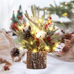Kleiner Weihnachtsbaum mit Beleuchtung, 30cm Mini Weihnachtsbaum Weihnachtsdeko Beleuchtet Künstlicher Weihnachtsbaum LED Weihnachtsbeleuchtung Klein Tannenbaum für Weihnachten D