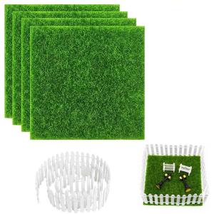 Kunstgras miniatuurtuin, miniatuur tuindecoratie, kunstmos miniatuur, 4 kunstmos, kunstmos, miniatuur omheining voor miniatuur ornamenten, accessoireset, micro-landschap, miniatuur