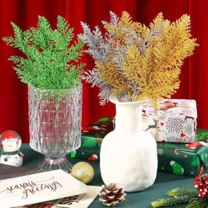 10 stücke Weihnachten Künstliche Kiefer Nadeln, 10, 6 Zoll Glitzer Kiefer Stems Kiefer Blätter Branchen Faux Zeder, Frosted Künstliche Kiefer Needles Branchen, für Weihnachten