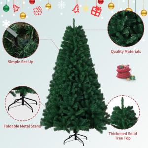 Kerstboom met 1200 takpunten, 1,8 meter lange kunstkerstboom met metalen opvouwbare basis, eenvoudig te monteren, volledige kerstboom voor kantoor, thuis, feestdecoratie