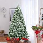 Kunstkerstboom met sneeuw, 135/180/225 cm, kerstboom met metalen standaard, kerstboom 400/928/1346 takken, pvc, kunstboom, kerstklapsysteem voor thuis, kantoor, winkels (180 cm)