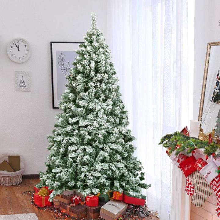 Kunstkerstboom met sneeuw, 135/180/225 cm, kerstboom met metalen standaard, kerstboom 400/928/1346 takken, pvc, kunstboom, kerstklapsysteem voor thuis, kantoor, winkels (180 cm)