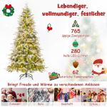 Kunstkerstboom van 190 cm met verlichting en sneeuw, dennenboom met 280 warmwitte ledlampen en 62 dennenappels, kerstboom met scharnierstructuur, kunstboom voor thuis