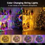 Lichtsnoer met 300 leds, warmwit en kleurrijk, dimbaar, 11 modi, timer, werkt op stroom, IP44 waterdicht, voor en buiten, Kerstmis, kerstboom, huis, feest, tuindecoratie