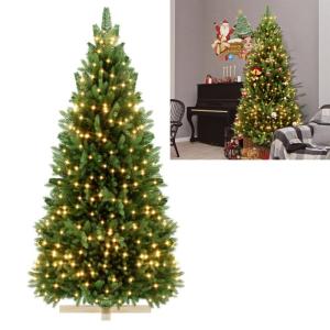 Künstlicher Weihnachtsbaum 210cm, Tannenbaum mit LED Beleuchtung & Holzständer, PVC+PE Christbaum Weihnachtsbaum inkl. 1150 Spitzen, für Weihnachtsdeko Mehrweg