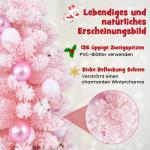 Künstlicher Weihnachtsbaum 90cm, Kleiner Dekobaum, Tannenbaum mit natürlichen Baumwollbällchen & Dekorativen Kugeln, Christbaum mit 136 Spitzen, Kunstbaum für innen (Rosa)
