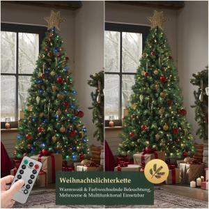 Nordmann Kunstkerstboom, 240 cm, met verlichting, warm en RGB led-lichtsnoer, 9 modi en afstandsbediening