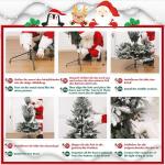 Kunstkerstboom met verlichting, witte sneeuwvlokken, led-dennenboom voor kerstdecoratie, van PE en pvc, 180 cm