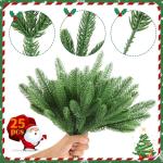 25 stuks kunstdennentakken, groene planten, dennennaalden, kunstmatige dennentakken, knutselaccessoires voor slinger, krans, kerstversiering en woontuindecoratie