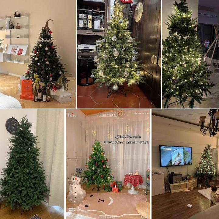 Weihnachtsbaum mit Lichtern, Tannenbaum Künstlich, Dichten Zweigen Und Faltbarem Ständer, Weihnachtsbaum for Zuhause, Büro, Party-Dekoration, Einfache Montage(210cm/6.8ft)