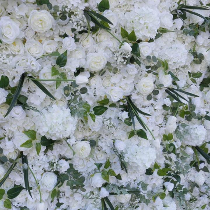 Weißer Stoff, Hintergrund, Blumenwand, Hintergrundwand, Blumenarrangement, Blumen-Wandpaneel-Set, Seiden-Hortensie-Blumenpaneel Für Fotohintergrund, Home-Party, Hochzeit(3 * 3m/9