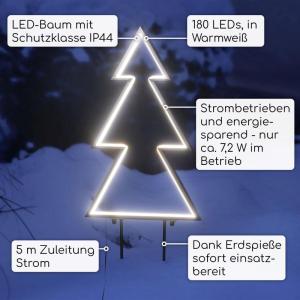 LED-Baum 180 LEDs, 51 cm hoch, mit Bodenstecker, Tannenbaum Outdoor S