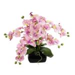 Vlinder orchidee 40 cm met bladeren en luchtwortels in schaal van keramiek kunstbloem kunstorchidee Phalaenopsis met pot kunstplant bruiloft decoratie zijden bloem Real Touch bloem
