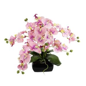 Vlinder orchidee 40 cm met bladeren en luchtwortels in schaal van keramiek kunstbloem kunstorchidee Phalaenopsis met pot kunstplant bruiloft decoratie zijden bloem Real Touch bloem