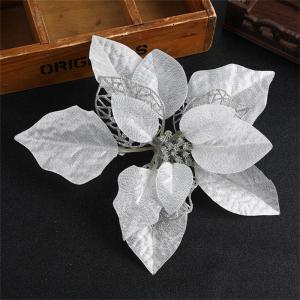 Glitzer Weihnachtsblumen Weihnachtsstern, Kunstblumen Weihnachten, Weihnachtsbaum Blumen Gold,DIY Simulation Blume Weihnachtssterne Blumen KüNstliche Spitzen Mit Clips (Silber,20 