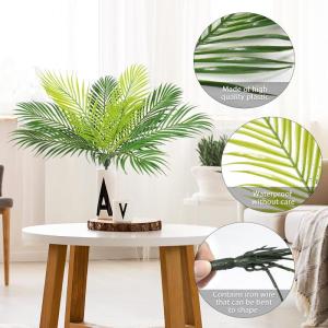 4 stuks kunstpalmbladeren, , kunstmatige tropische struik, groene kunstplant, areca, palmplant, kunstplant voor feest, tuin, binnen, buiten, palmblad, decoratie