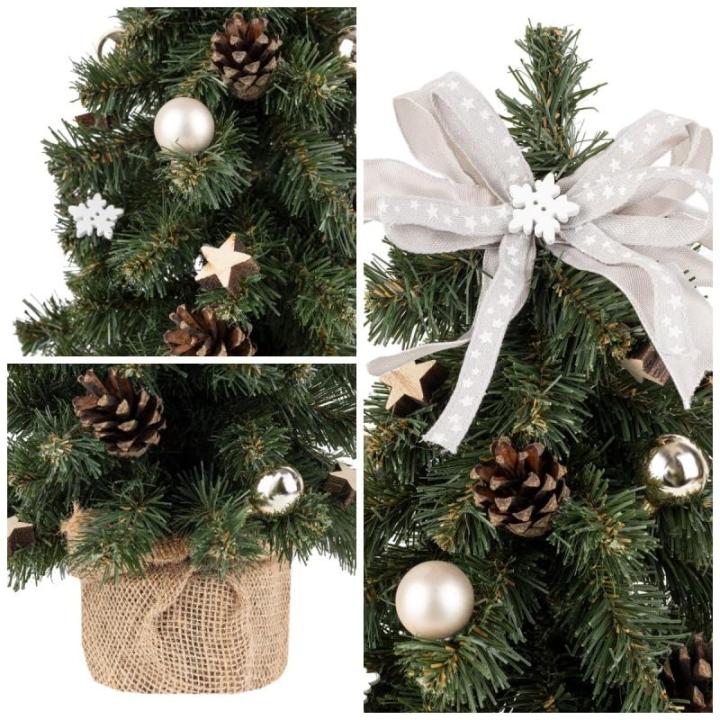 Kunstmatige Xmas Tree Gedecoreerd Taupe | Afmeting 40 cm | Kleine Kegel | voor Tafel Bureau | Binnen Buiten | Decoratie Cadeau