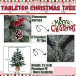 55 cm kerstboom vijf vorken PE rood fruit linnen mist witte boom, 8 dennenappels, 8 bessen | pluizige bevlokte kerstboom van 2 voet - geeft een feestelijke touch | dunne vlok op gr