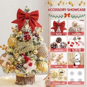45cm Mini Weihnachtsbaum Kleiner Weihnachtsbaum mit Beleuchtung Weihnachtsdeko LED Künstlicher Weihnachtsbaum Klein Tannenbaum Künstlich Geschmückt Weihnachtsbaum Beleuchtet fü