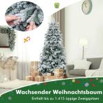Kunstkerstboom met verlichting, 180 cm, 260 warmwitte leds, dennenboom met sneeuw en metalen standaard, sneeuwbedekt, wit