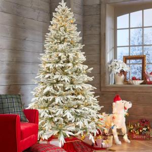 Kunstkerstboom, kunstdennenboom, 230 cm, standaard, kunstdennenboom met sneeuw, dennenboom, Kerstmis (besneeuwd, 230 cm)