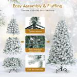 Vija Kunstkerstboom, versierde kerstboom, gevlokte look met standaard, buigbare 995 pvc-takken, moeilijk ontvlambaar, opvouwbare kerstboom, dennenboom, 180 cm