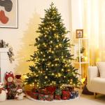 Nordmann-kunstkerstboom met verlichting, led-dennenboom met houten standaard voor kerstdecoratie, van PE en pvc, herbruikbaar, 210 cm