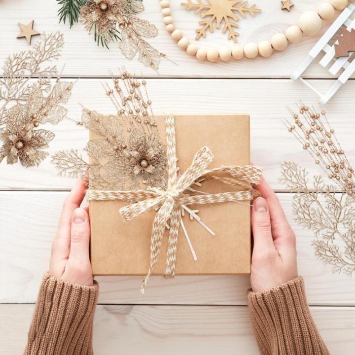 28 stuks kerst glitter bloemen bessen stelen kunstmatige kersttakken, kerstboomversiering, kunsttakken, kerstboom, plukken voor doe-het-zelf vakantie, handwerk, krans, woondecorati