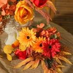 Kunstmatige nepbloemen planten zijden bloemstukken bruiloft boeketten decoraties plastic bloemen tafel centerpieces voor thuis keuken tuin feest decor (herfst rood)