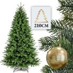 Weihnachtsbaum künstlich 210cm inkl. Metallständer - Naturgetreu mit dichten Zweigen - Künstlicher Weihnachtsbaum für Innen- & Außenbereich –Tannenbaum künstlich