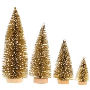 4 stuks mini-kerstboomdecoratie, sisal, modelbouw, miniatuur, bomen, ornamenten, kleine dennenboom, kunstkerstboom, Kerstmis, tafeldecoratie, microlandschapsdecoratie (12 cm + 15 c