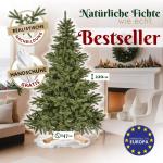 Kunstkerstboom, 220 cm, realistische dichte kunstkerstboom met houten standaard