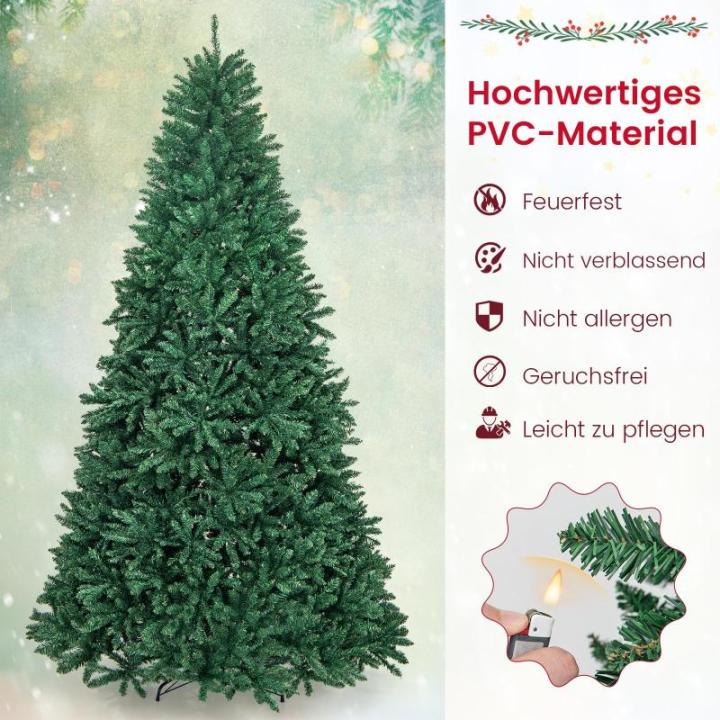 Kunstkerstboom, 180/225/275 cm, dennenboom met metalen standaard, kunstboom kerstklapsysteem, pvc-naalden, ideaal voor thuis, kantoor, winkels en hotels, groen (275 cm)