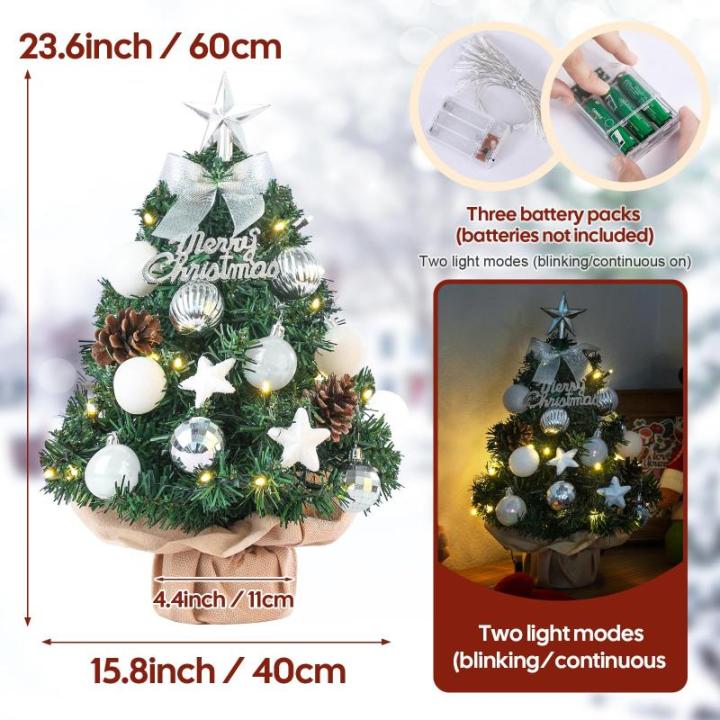 Mini kerstboom kleine kerstboom met verlichting LED tafel kerstboom klein kunstmatig versierd voor Kerstmis decoratie 60 cm
