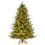 180 cm kunstkerstboom verlicht, scharnierende kerstboom met 8 lichtstanden, 280 warmwitte LED-lampjes, 788 takuiteinden van PE & PVC, dennenboom, kunstkerstboom, groen