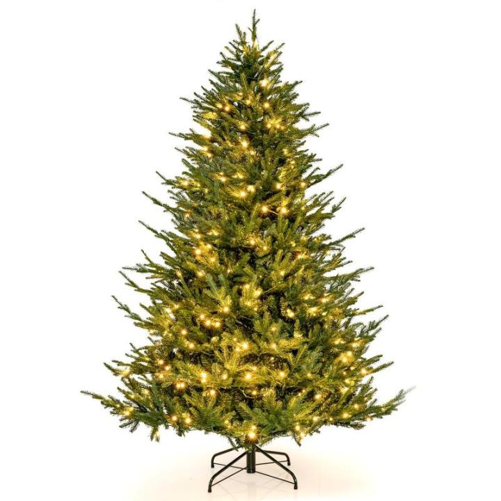 180 cm kunstkerstboom verlicht, scharnierende kerstboom met 8 lichtstanden, 280 warmwitte LED-lampjes, 788 takuiteinden van PE & PVC, dennenboom, kunstkerstboom, groen