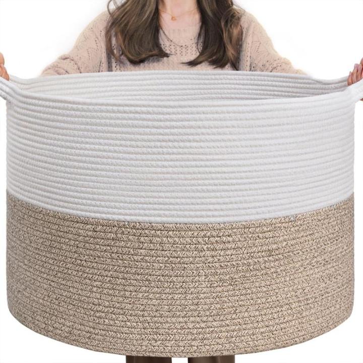 Opbergmand, opbergmand kinderkamer, wasmand kinderen, grote mand, kerstboommand, mand voor dekens, babyspeelgoed, gevlochten mand, 55 x 35 cm, bruin