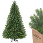 100% PE kunstkerstboom 180 cm, kunstkerstboom met 762 PE-takken, edele Nordmann-spar inclusief handschoenen en metalen standaard