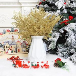 10 stücke Weihnachten Künstliche Kiefer Nadeln, 10, 6 Zoll Glitzer Kiefer Stems Kiefer Blätter Branchen Faux Zeder, Frosted Künstliche Kiefer Needles Branchen, für Weihnachten
